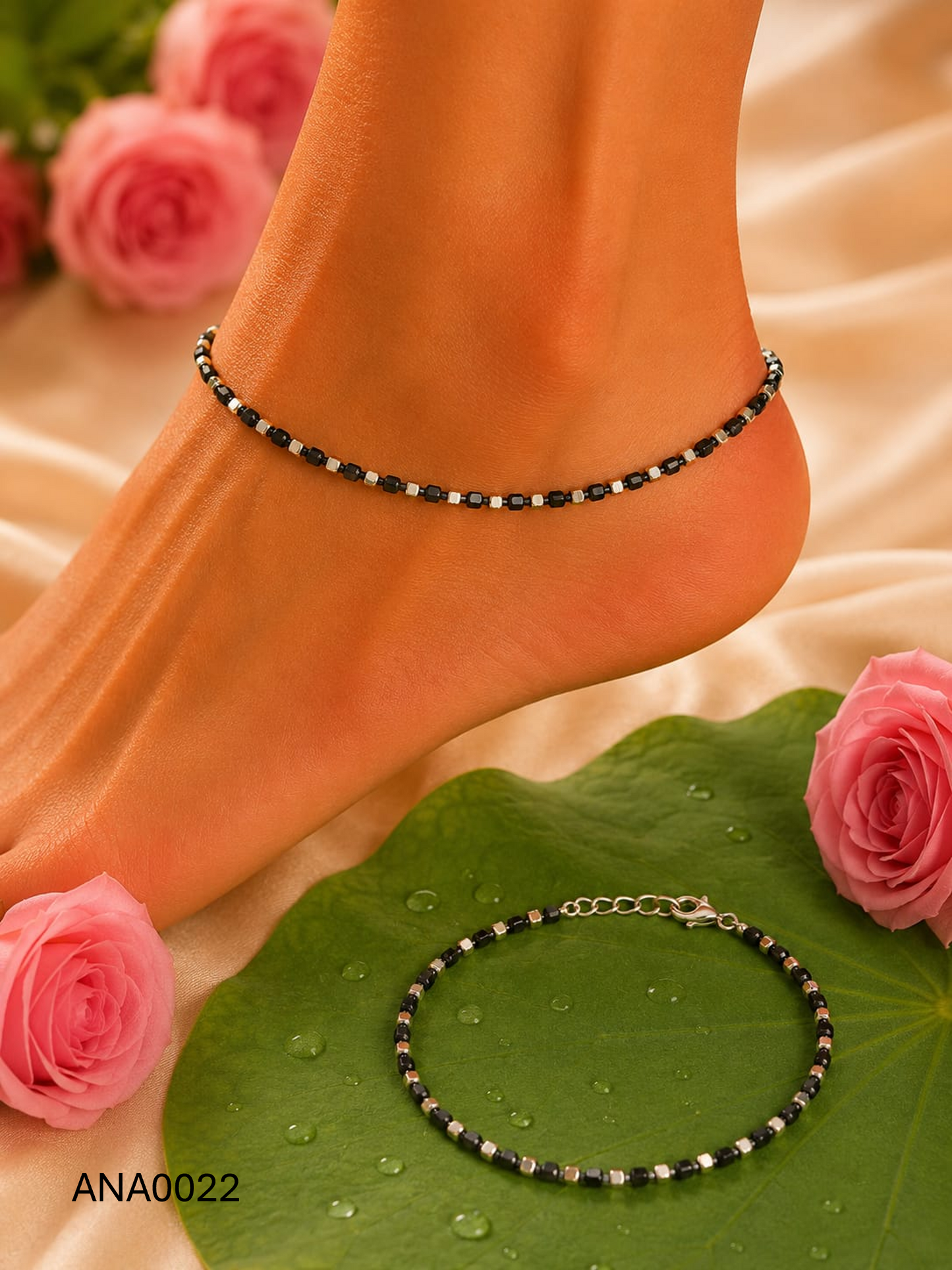 Minimalist Black Bead Anklet