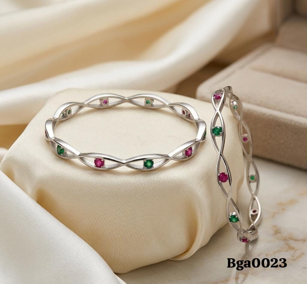 Interwoven Gemstone Bangle Set