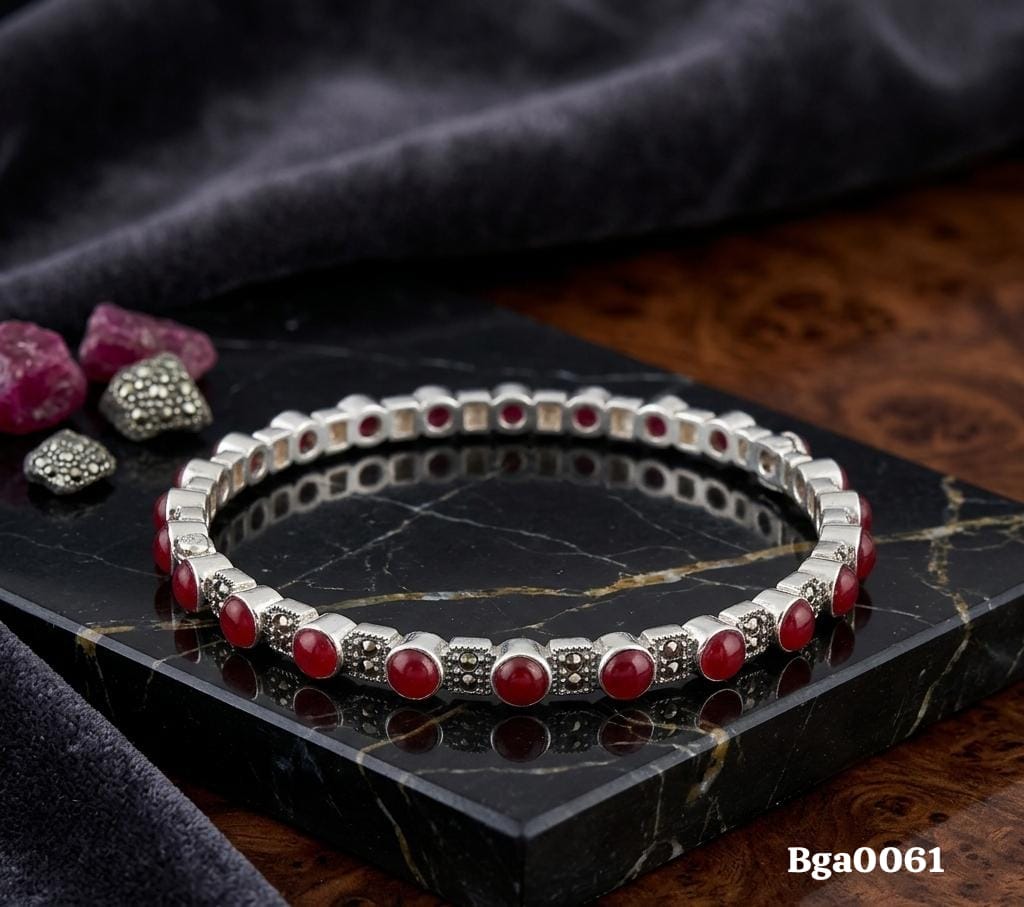 Ruby and Marcasite Classic Bangle