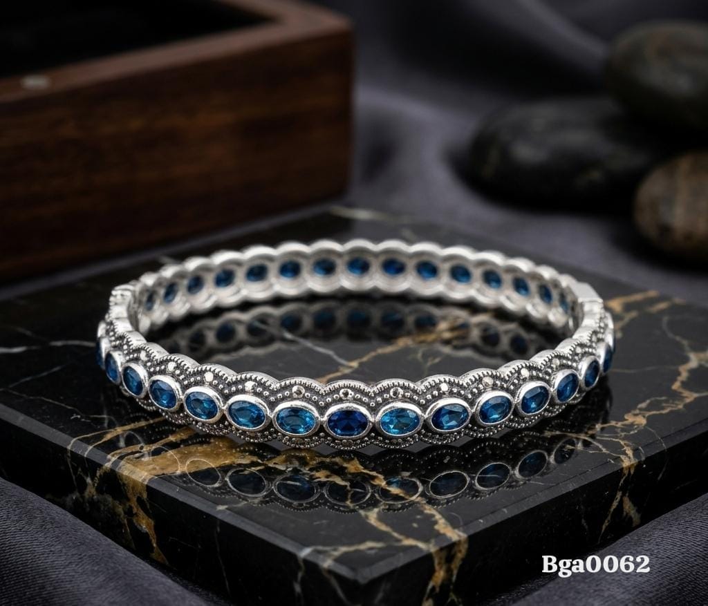Blue Stone and Marcasite Elegance Bangle