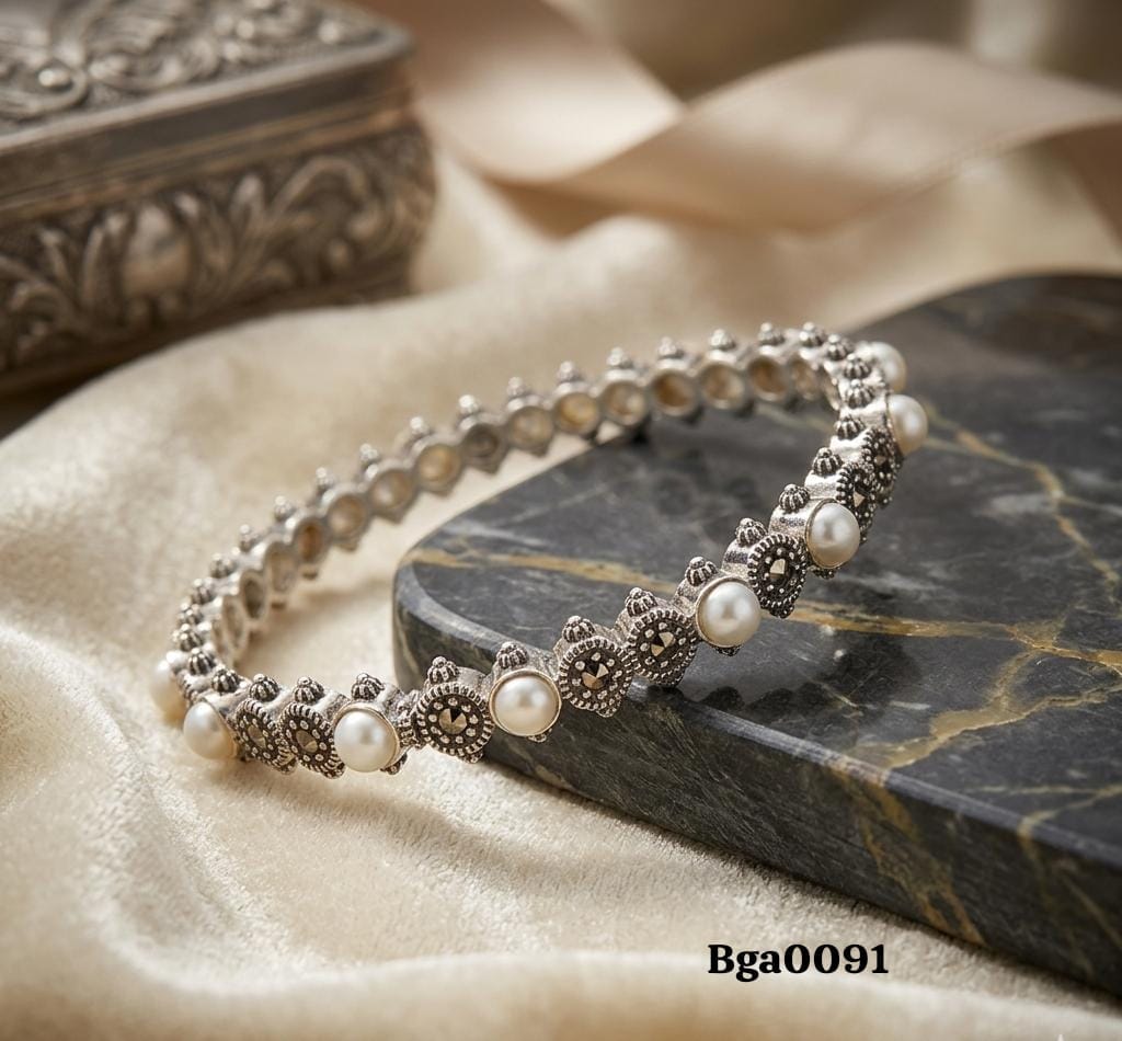 Pearl and Marcassite Embellished Bangle
