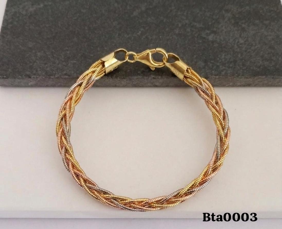 Tri-Tone Twisted Rope Sterling Silver Bracelet