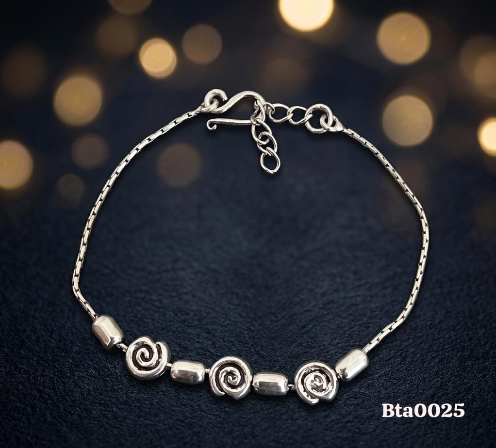 Swirl Bead Sterling Silver Bracelet