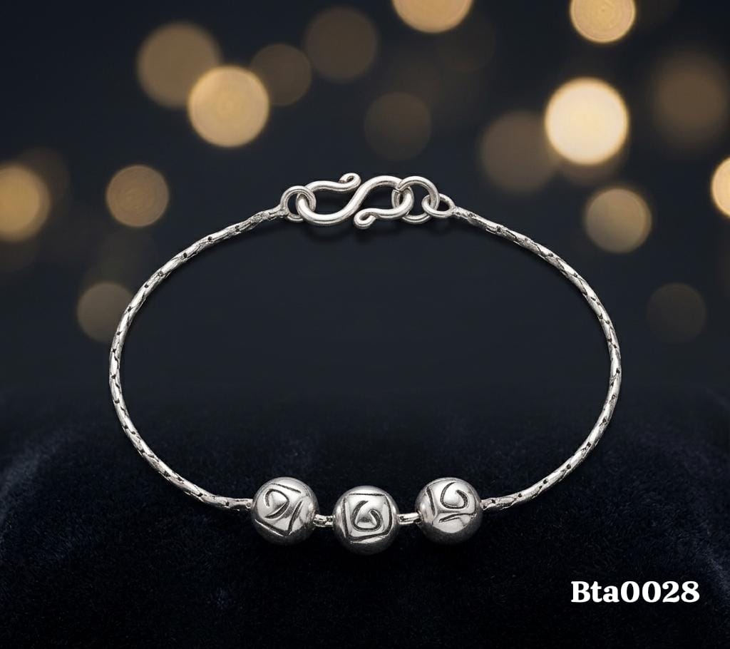 Patterned Bead Sterling Silver Bracelet