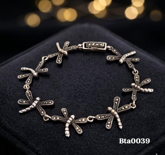 Elegant Dragonfly Sterling Silver Bracelet