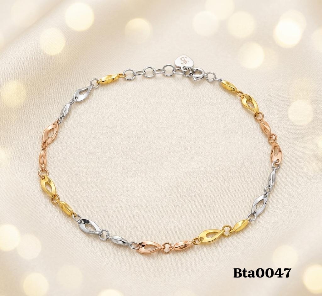 Elegant Tri-Tone Link Bracelet