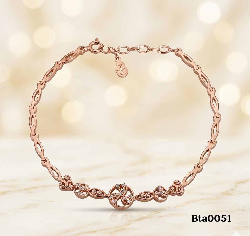 Elegant Rose Gold-Tone Floral Bracelet