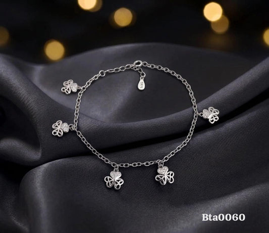 Charming Clover Sterling Silver Bracelet