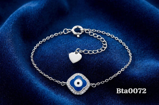 Clover Evil Eye Sterling Silver Bracelet