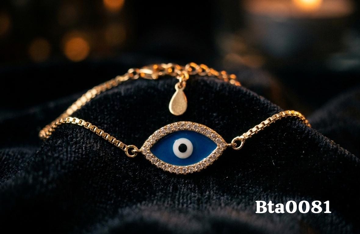 Elegant Eye-Shaped Motif Gold-Tone Bracelet