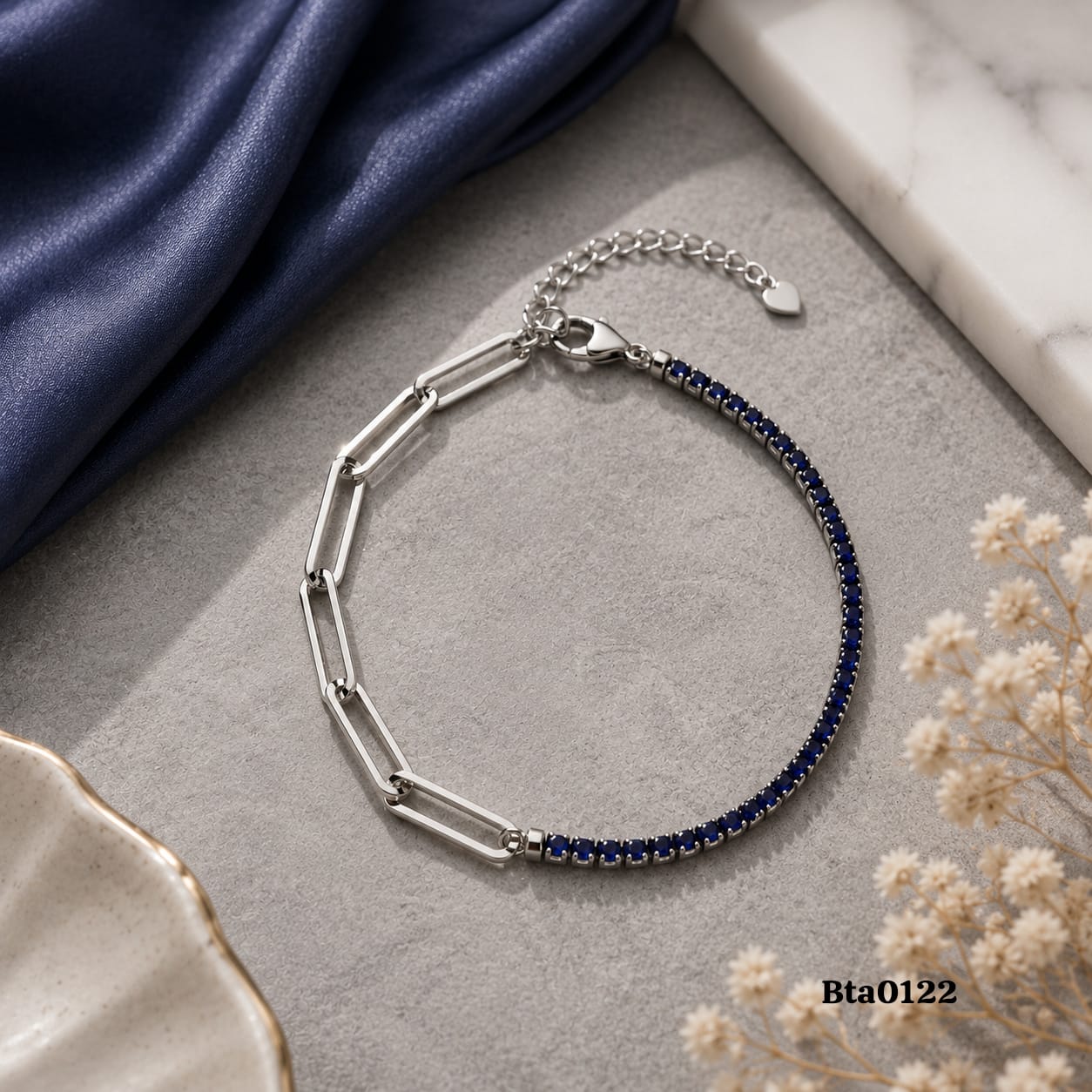 Dual-Style Link and Gemstone Bracelet