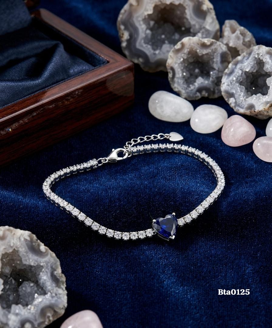 Blue Heart Tennis Bracelet