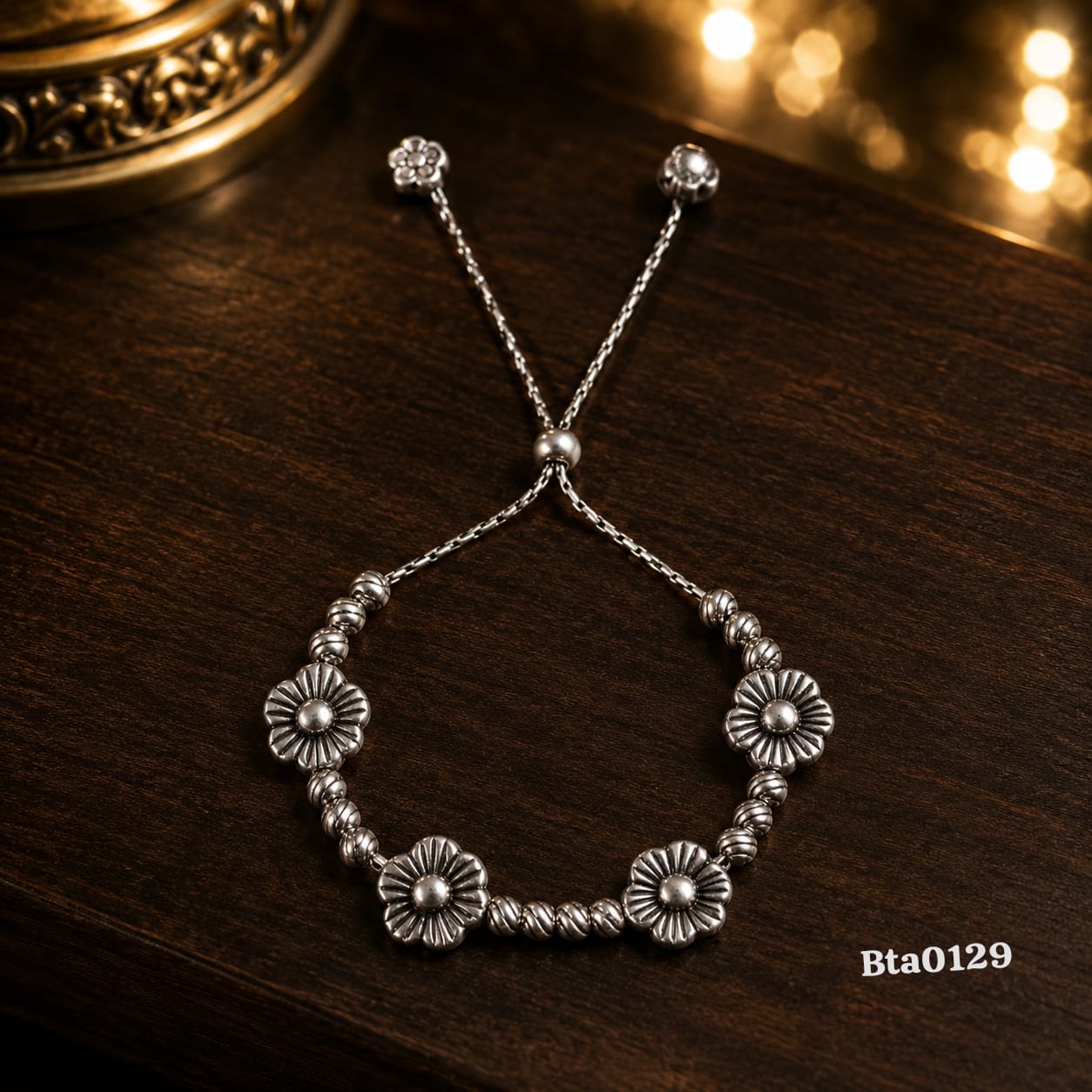 Floral Motif Slider Bracelet