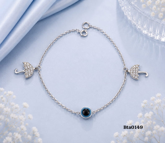 Umbrella and Evil Eye Charm Bracelet