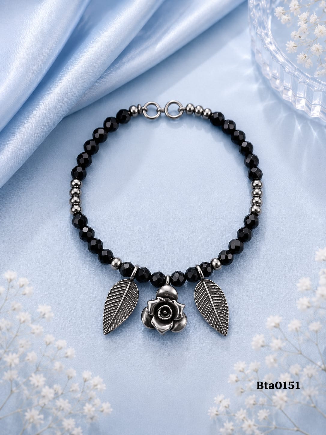 Floral and Leaf Charm Bracelet