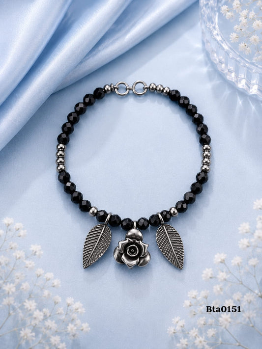 Floral and Leaf Charm Bracelet