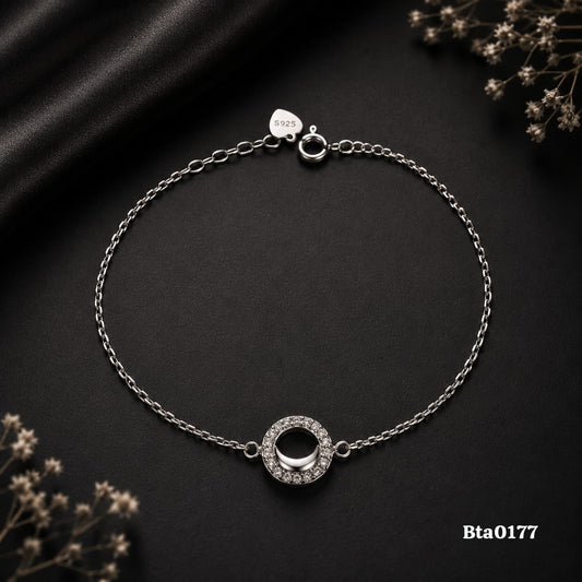 Elegant Crescent Moon Charm Sterling Silver Bracelet