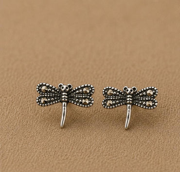 Silver Dragonfly Studs
