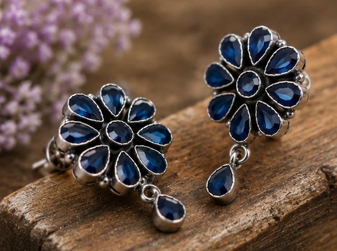 Silver Blue Sapphire Drops