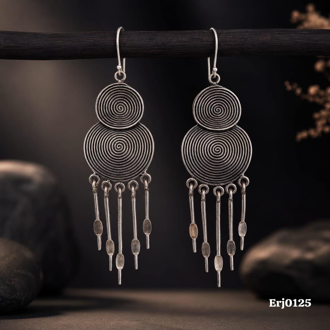 Double Spiral Drop Earrings