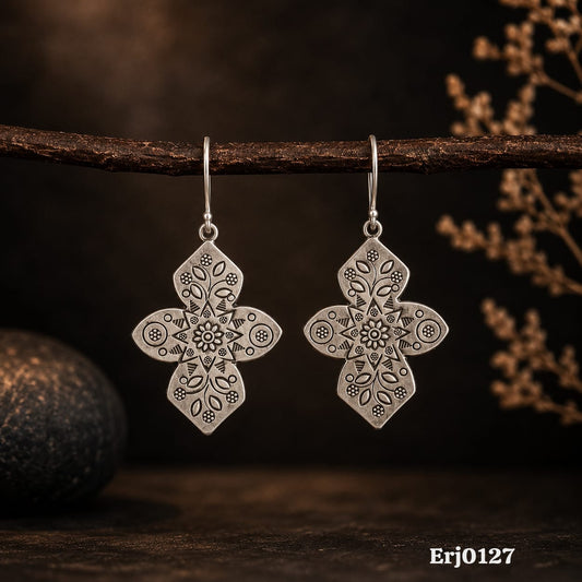 Floral Patterned Drop Earrings