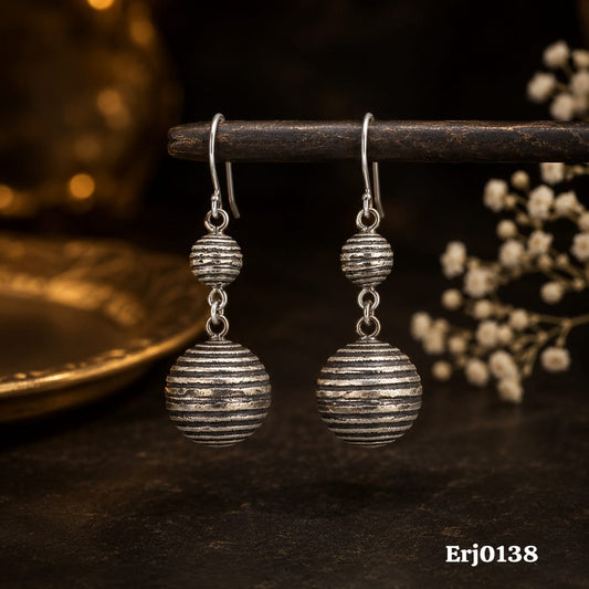 Double Striped Bead Drop Earrings