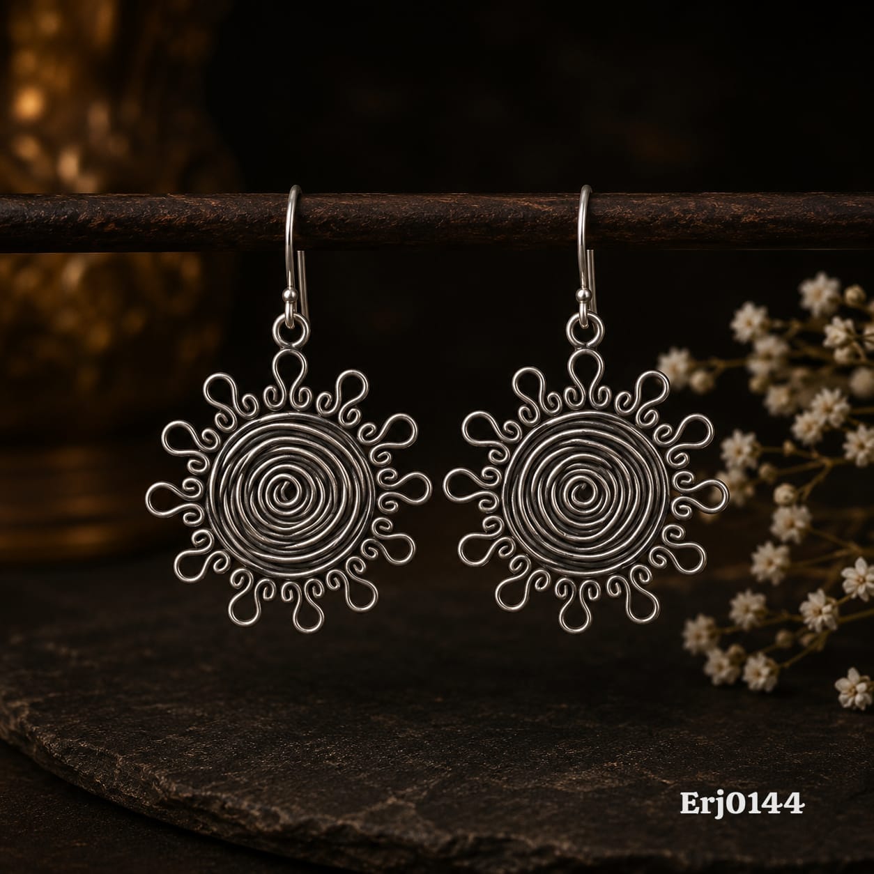 Sunburst Spiral Drop Earrings