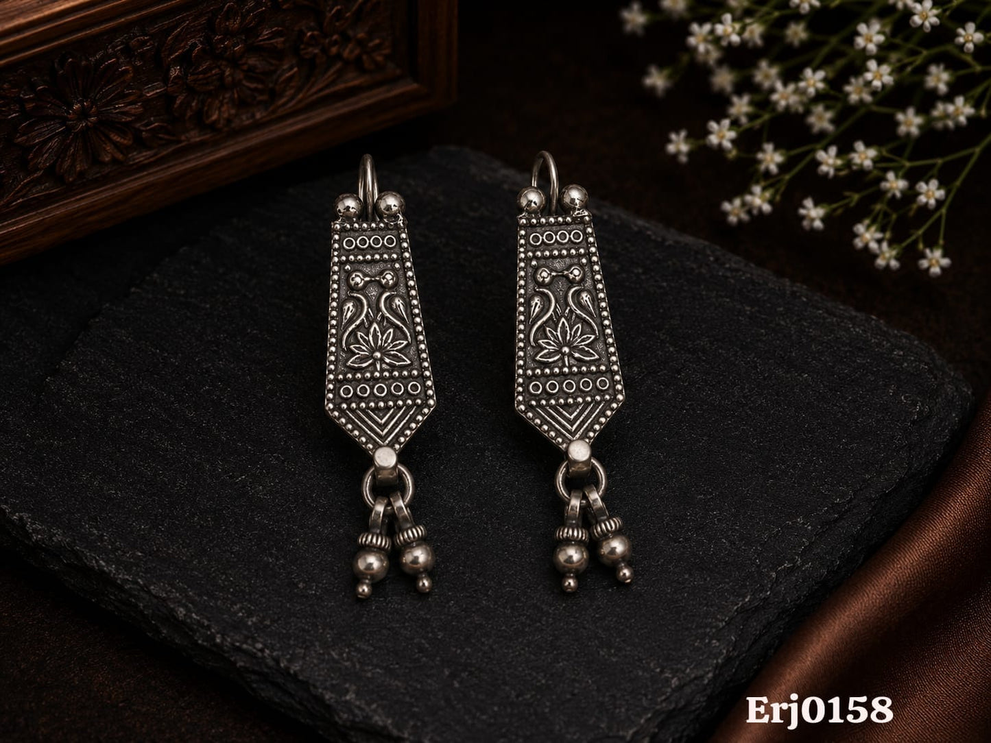 Elongated Floral Drop Earrings