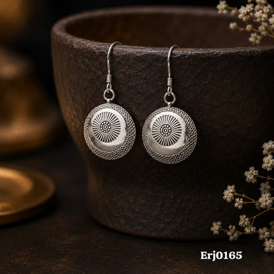 Textured Sunburst Disc Earrings