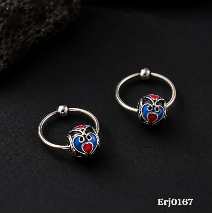 Enamel Bead Hoop Earrings