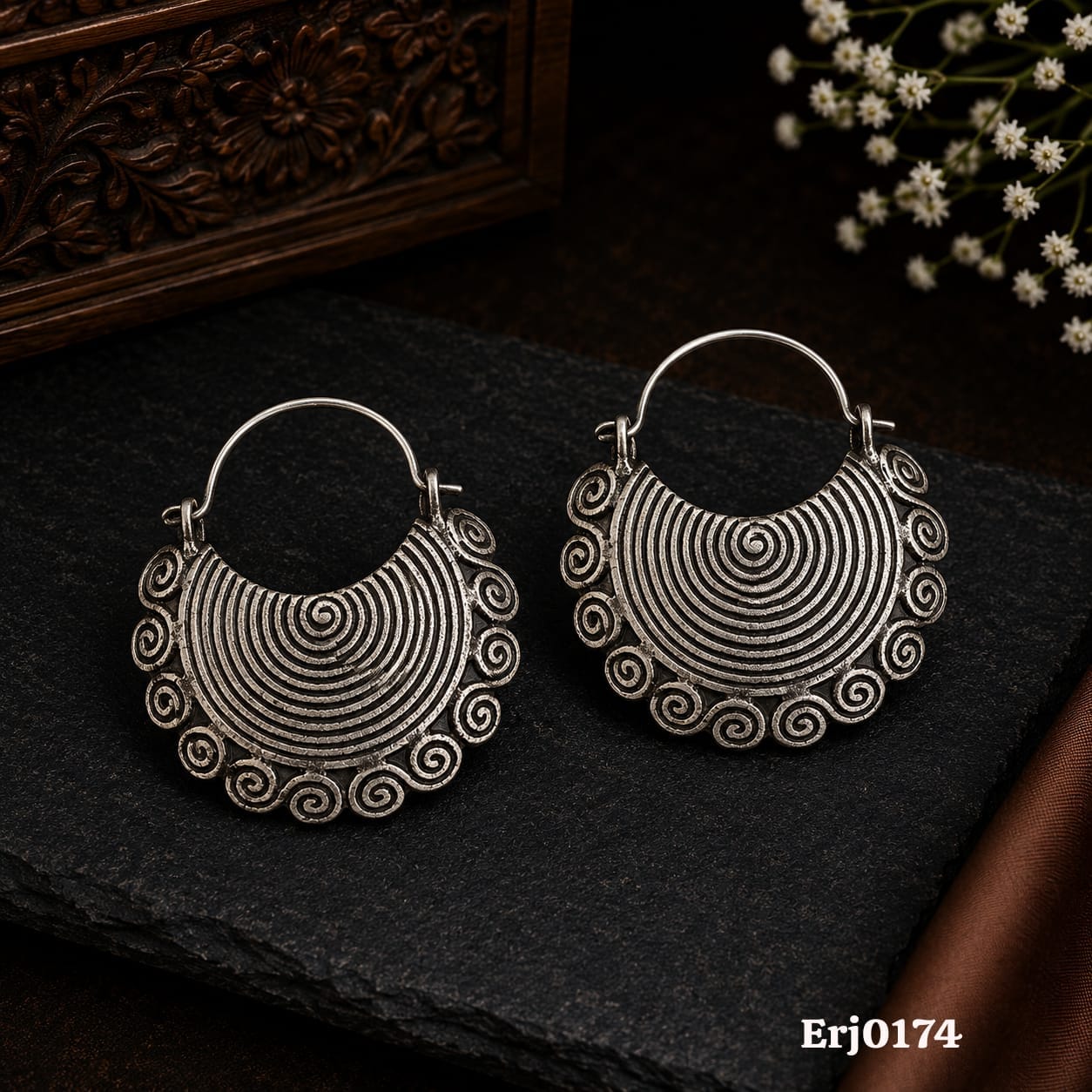 Spiral Crescent Hoop Earrings