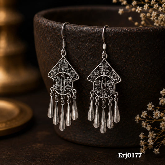 Filigree Geometric Drop Earrings