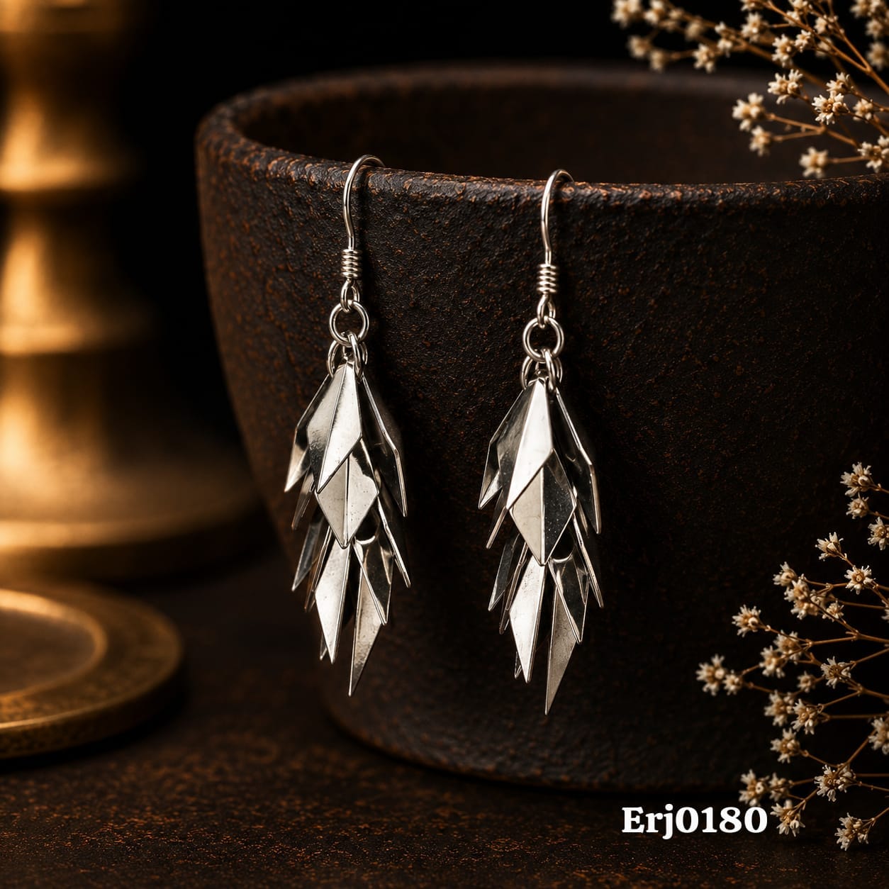 Cascading Diamond-Shaped Tassel Earrings