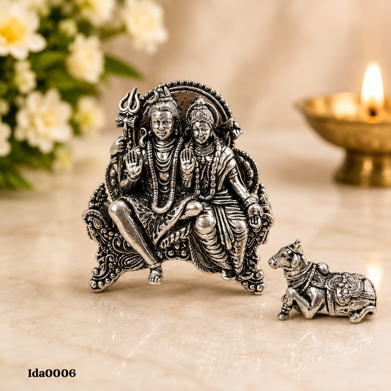 92.5 Sterling Silver Shiva Parvati Idol