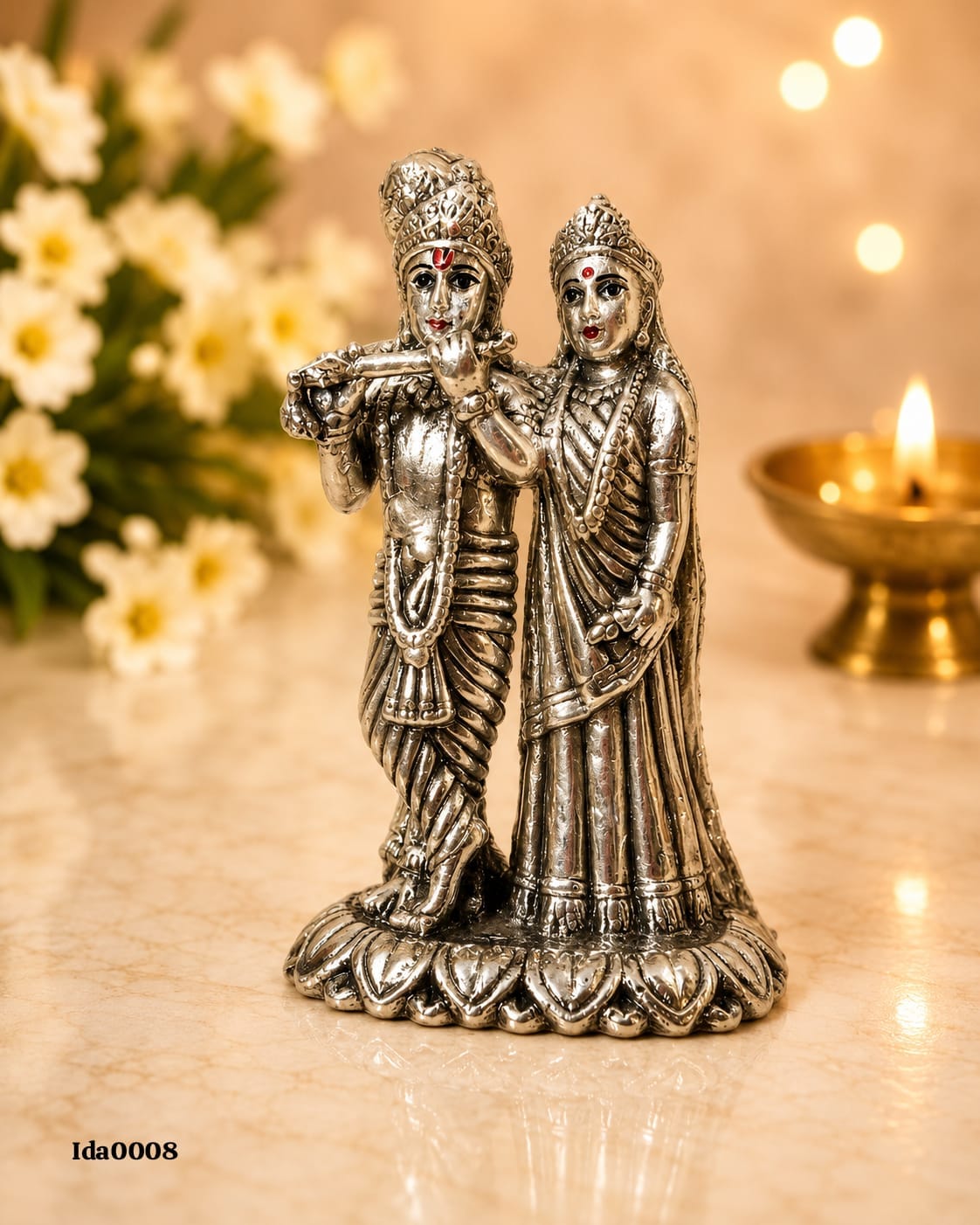 92.5 Sterling Silver Radha Krishna Idol
