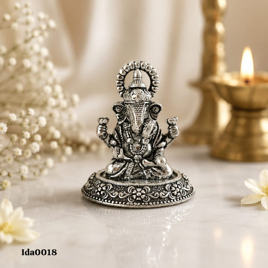 92.5 Sterling Silver 1 Inch Ganpati Bappa Idol