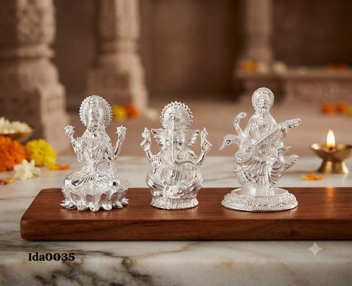 Lakshmi, Ganesha, and Saraswati Idols set