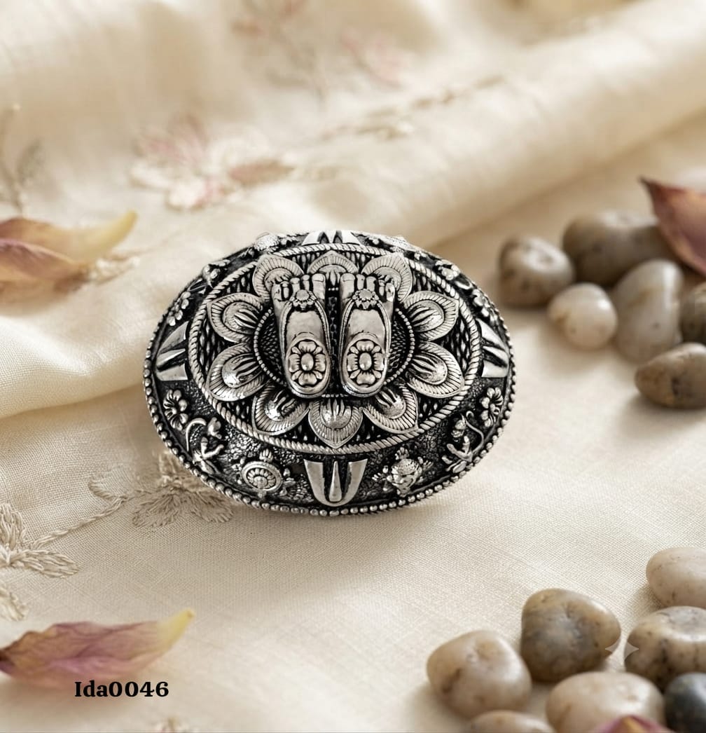 Decorative Silver Charan Paduka Plate