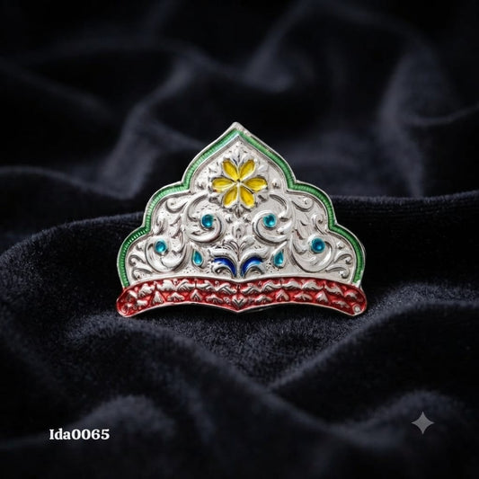 Decorative Silver multi colour enamel Mukut (Crown)