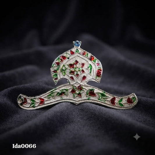 Decorative Mukti Enamel Silver Mukut (Crown)
