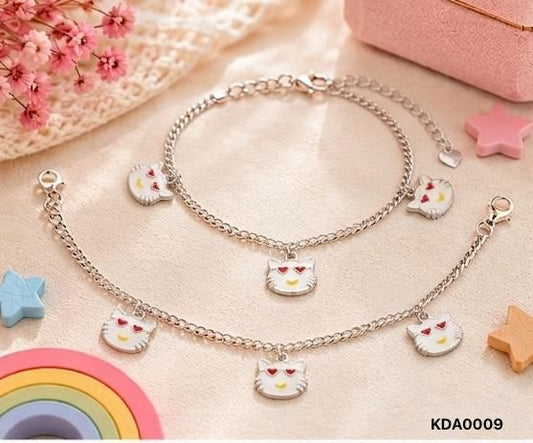 92.5 Sterling Silver Kids' Cat Anklets