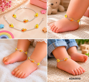 92.5 Sterling Silver Kids' Emoji Anklets