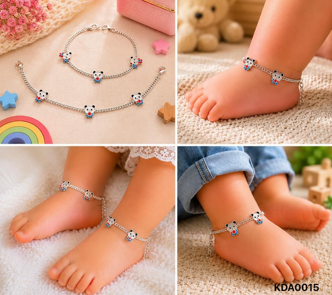 92.5 Sterling Silver Kids' Teddy Anklets