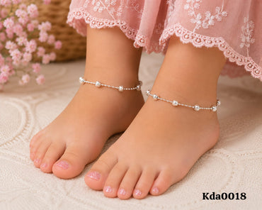Kids Sterling Silver textured Bead Anklets