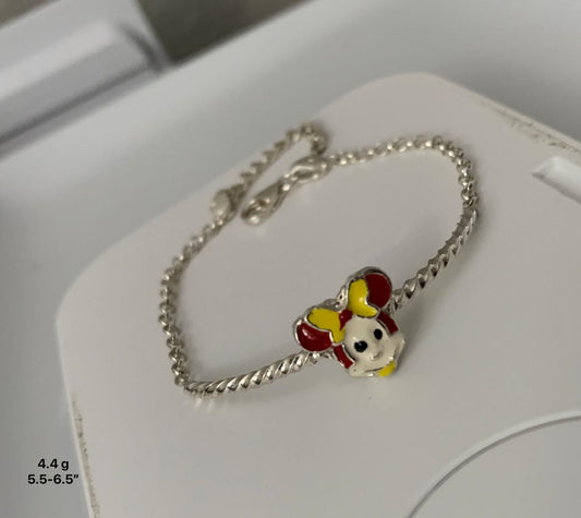 Kids' Red and Yellow Minnie Charm Anklet