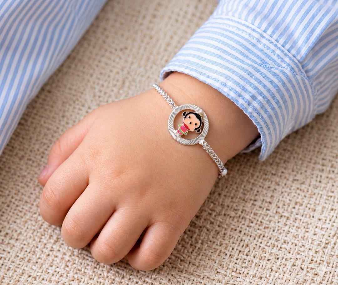 Charming 92.5 Sterling Silver Kids' Bracelet – Colorful Enamel Charm