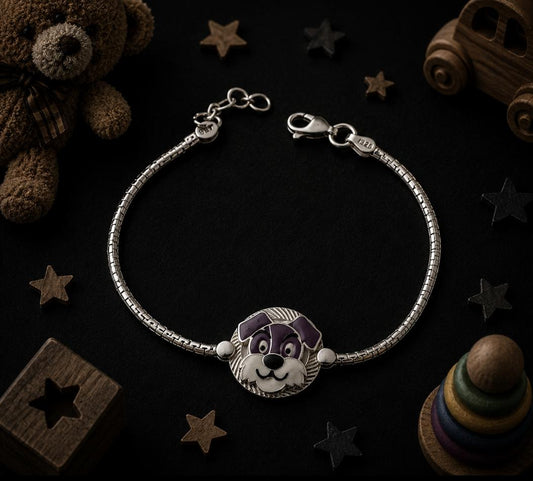 Adorable 92.5 Sterling Silver Kids' Bracelet – Puppy Charm