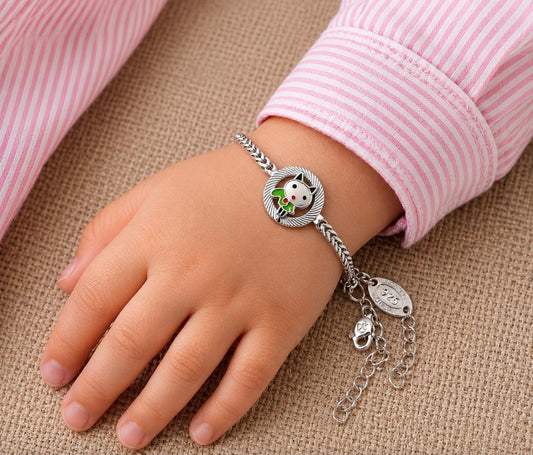 Adorable 92.5 Sterling Silver Kids' Bracelet – Framed Character Charm