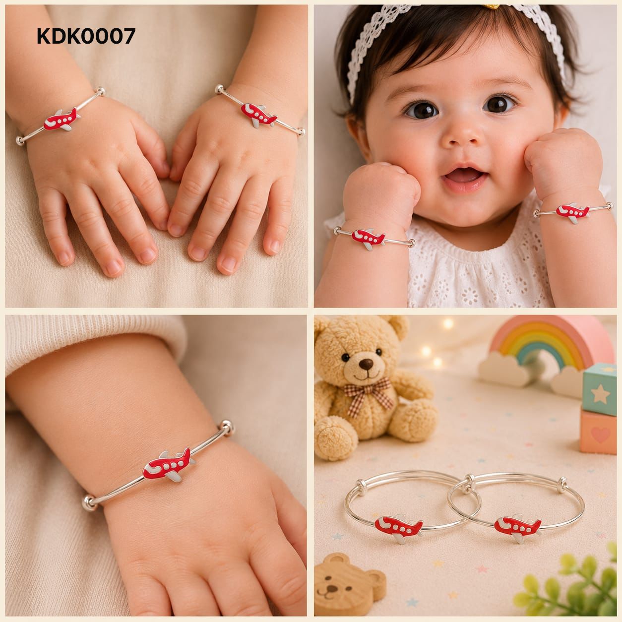 Airplane Charm 92.5 Sterling Silver Kada Set