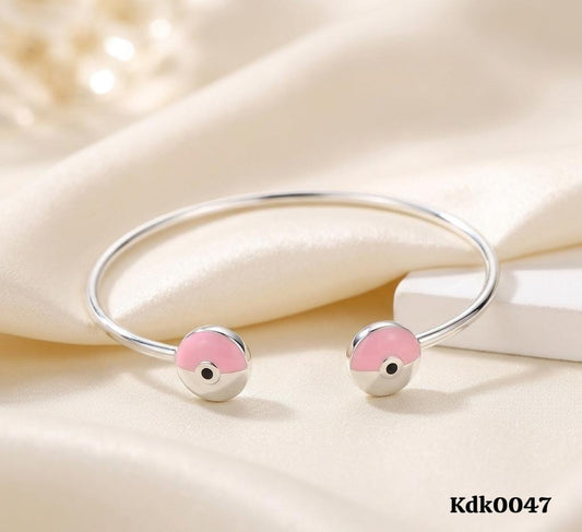Pink Evil Eye Charm 92.5 Sterling Silver Kada